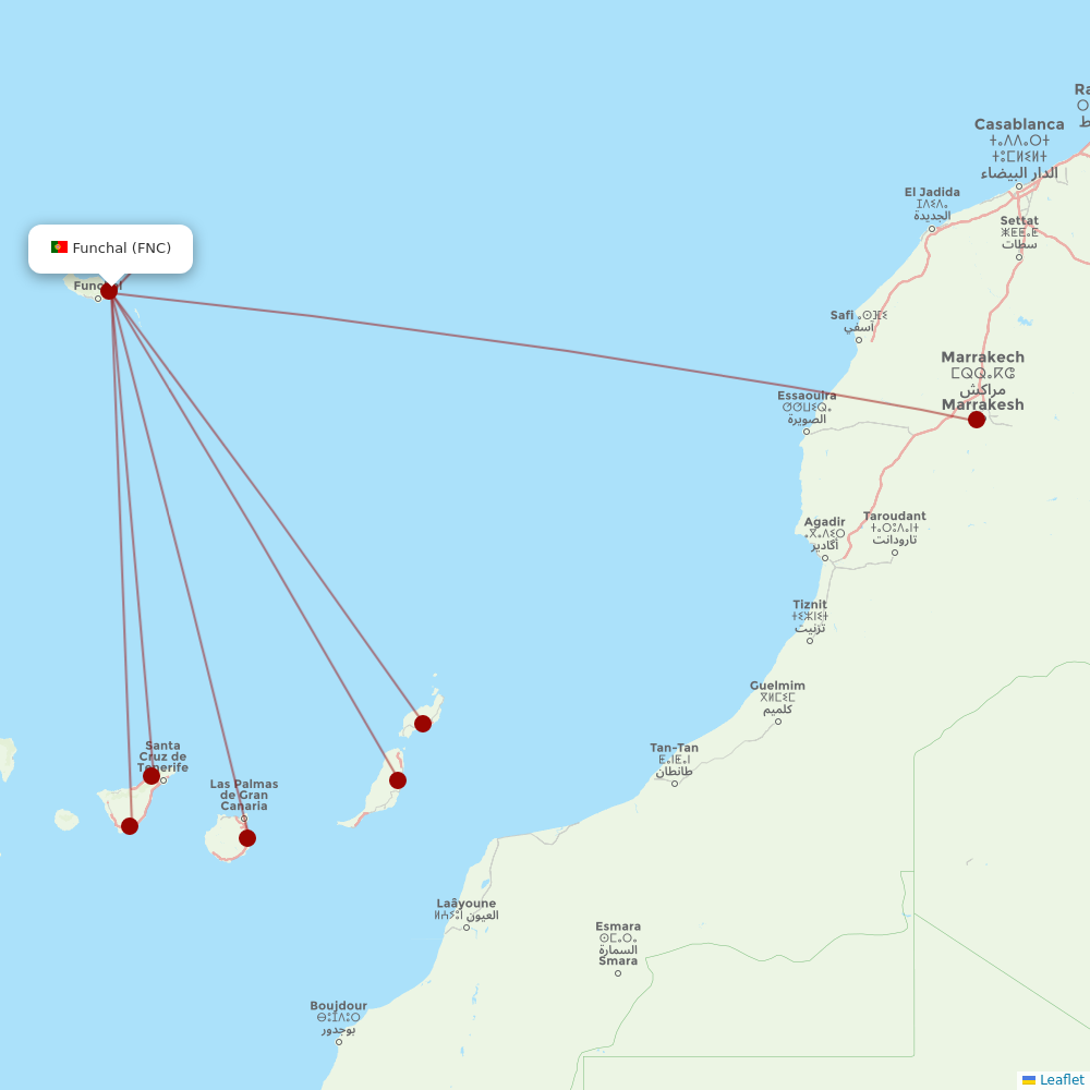 Binter Canarias at FNC route map
