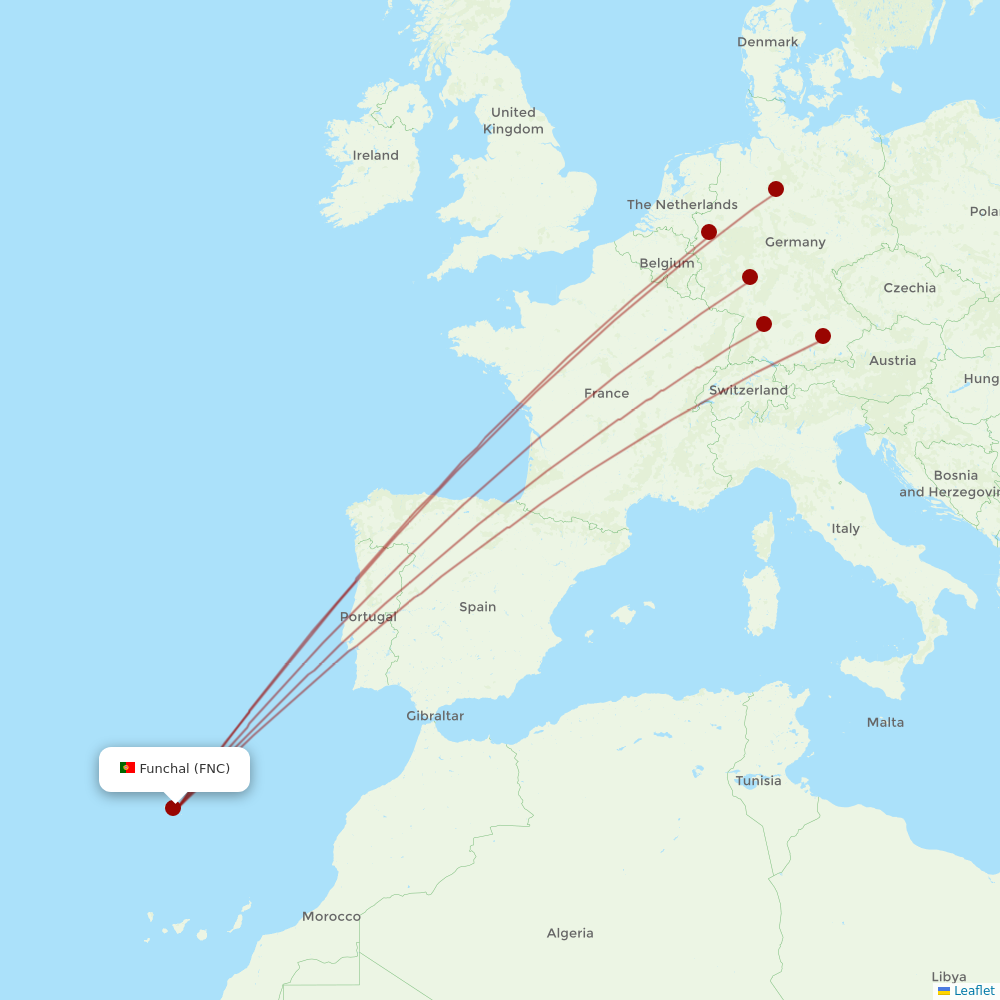 TUIfly at FNC route map