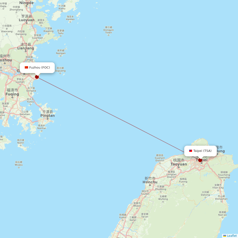 Mandarin Airlines at FOC route map