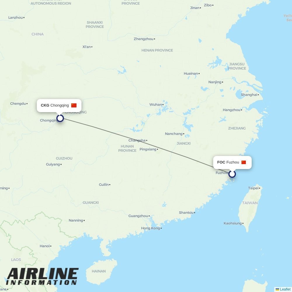 West Air (China) routes from FOC