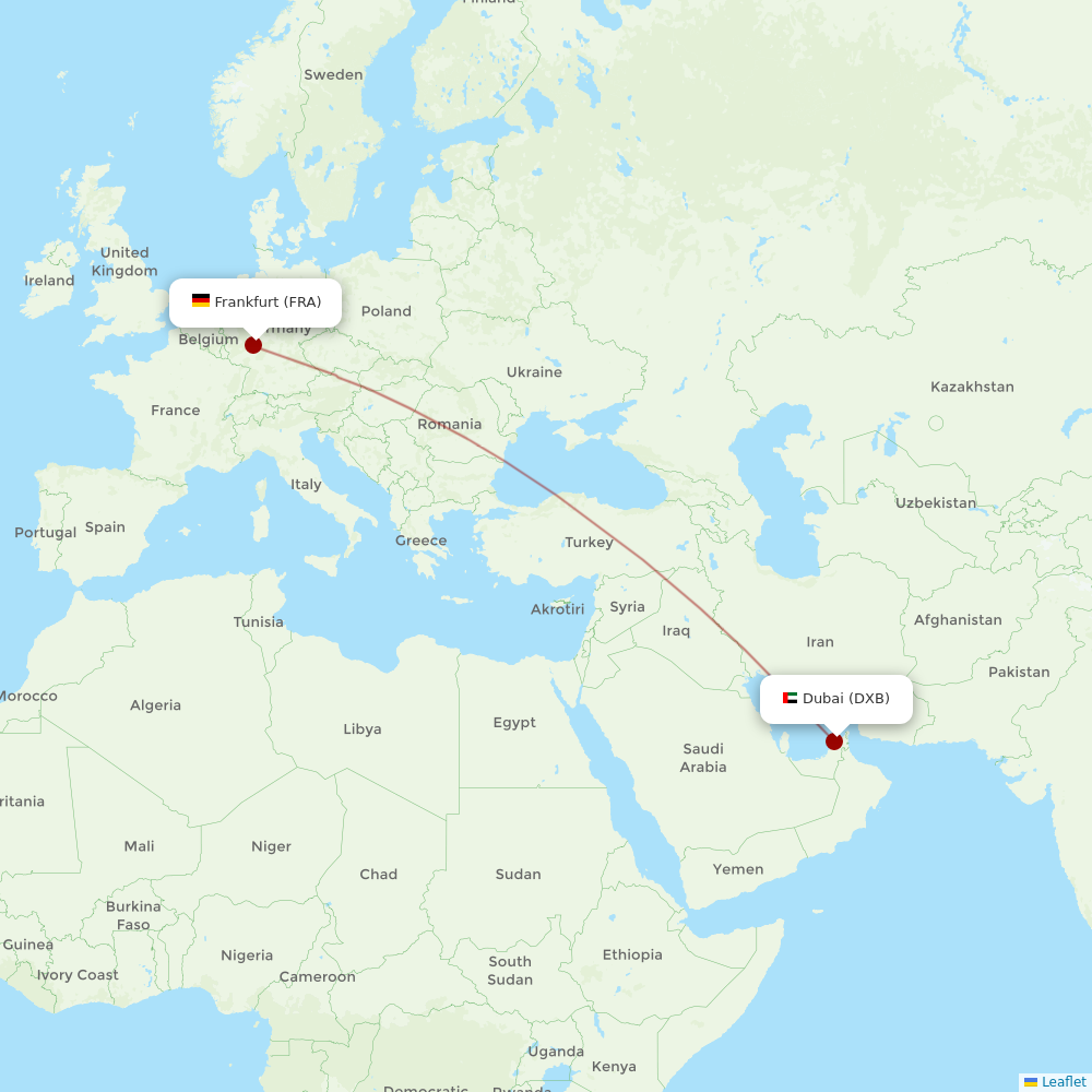 Emirates at FRA route map