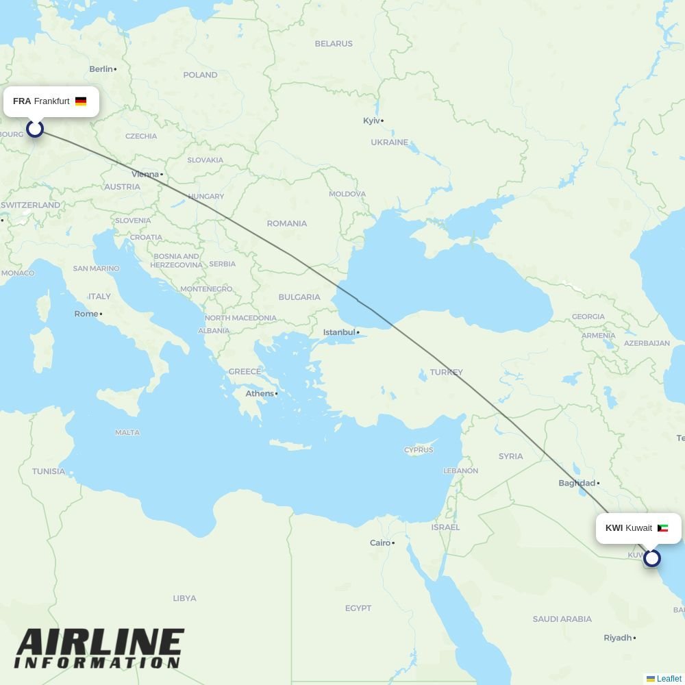 Kuwait Airways routes from FRA