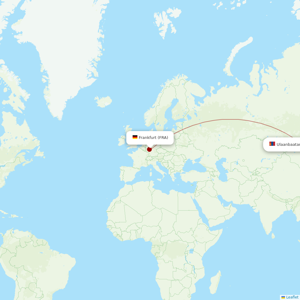 Miat - Mongolian Airlines at FRA route map