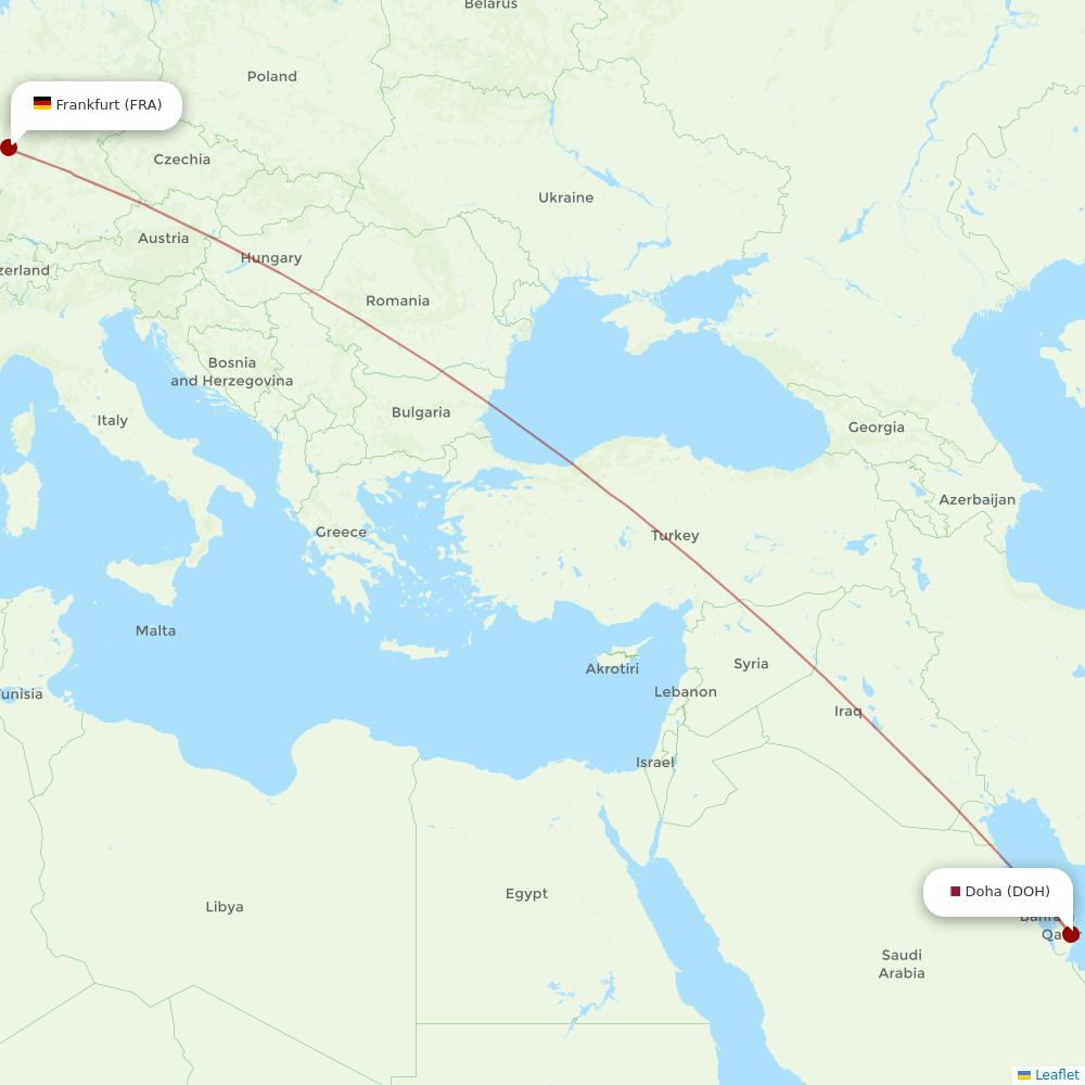 Qatar Airways at FRA route map