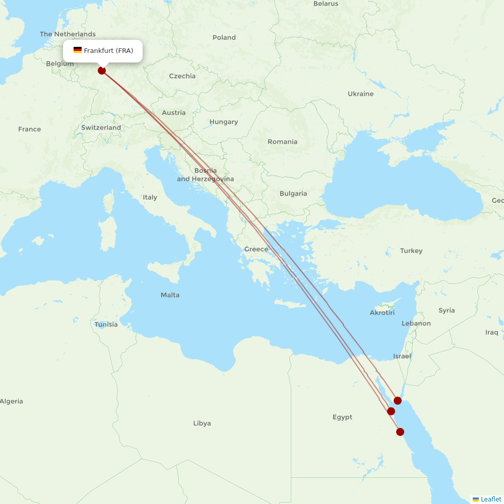Air Cairo at FRA route map