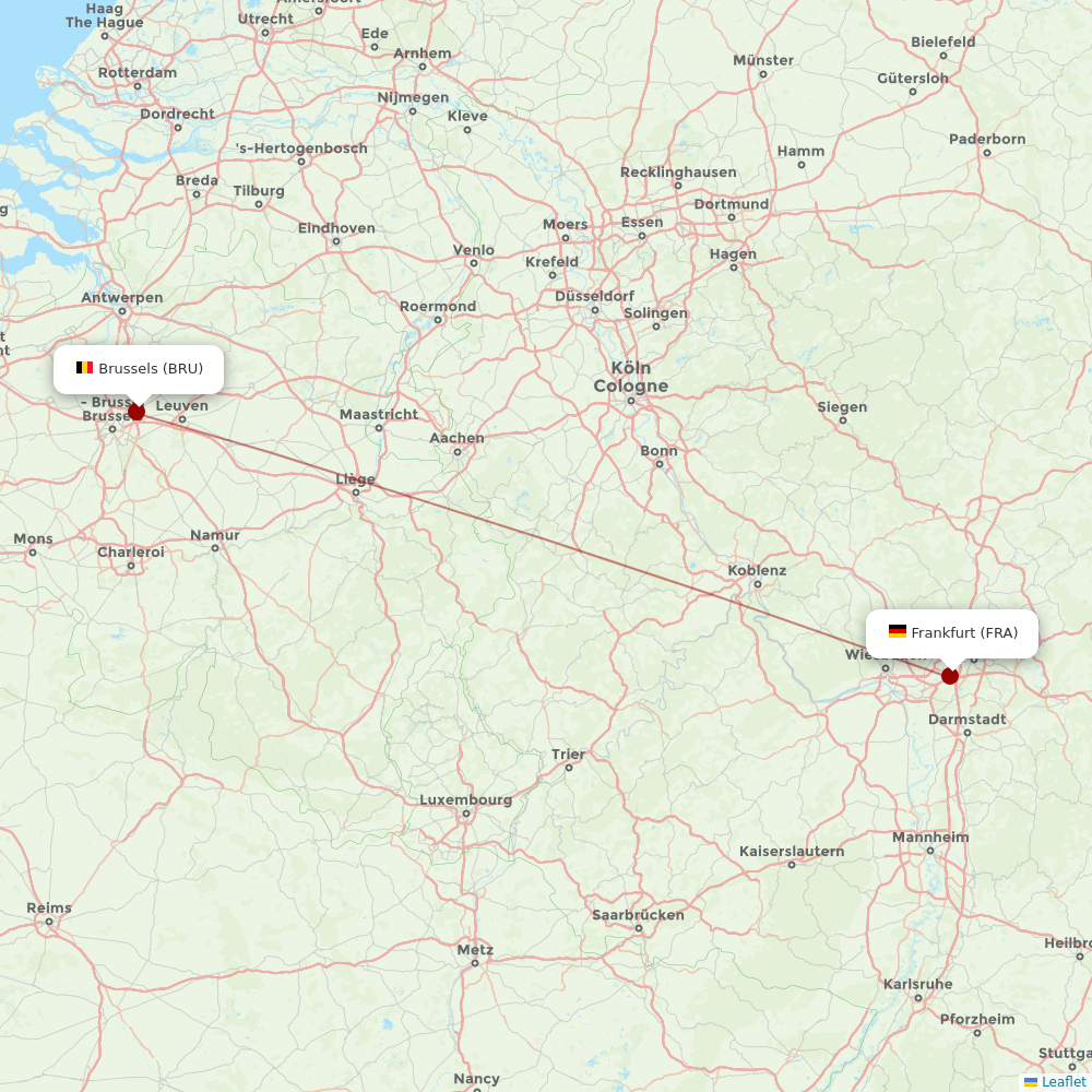 Brussels Airlines at FRA route map