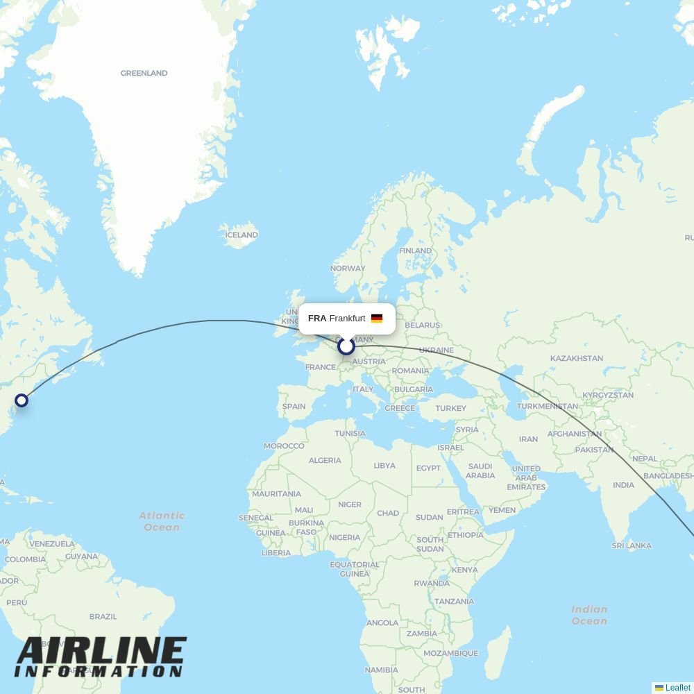 Singapore Airlines routes from FRA