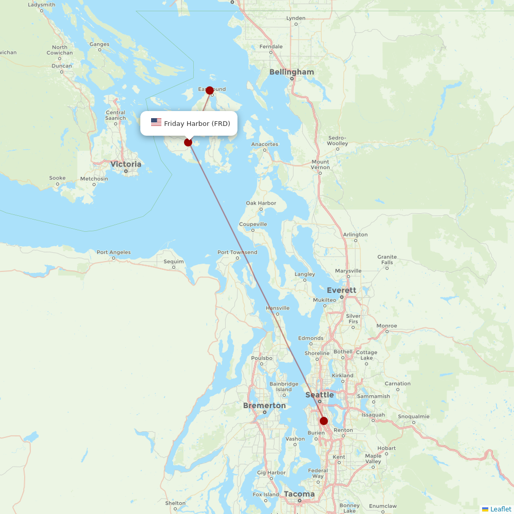 Kenmore Air at FRD route map