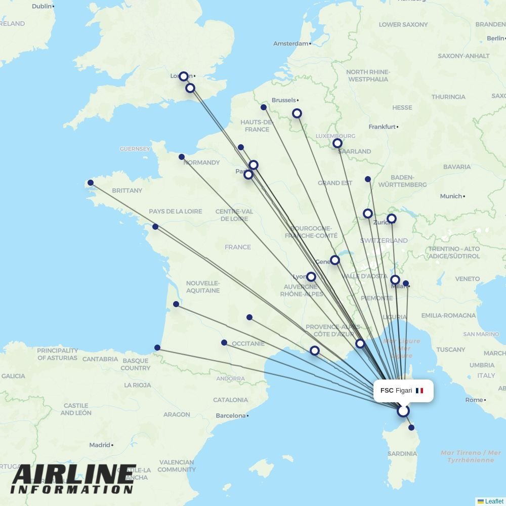 easyJet routes from FSC