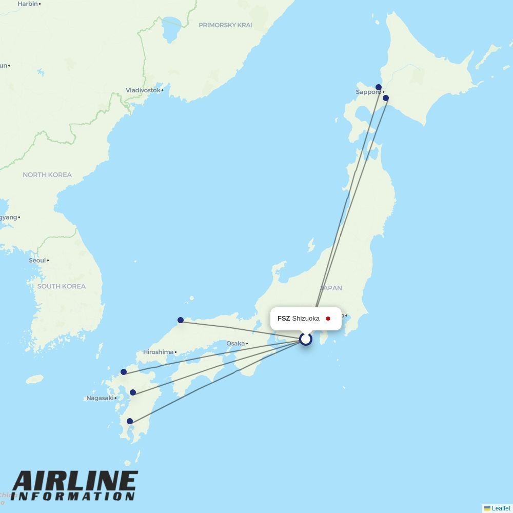 Fuji Dream Airlines routes from FSZ