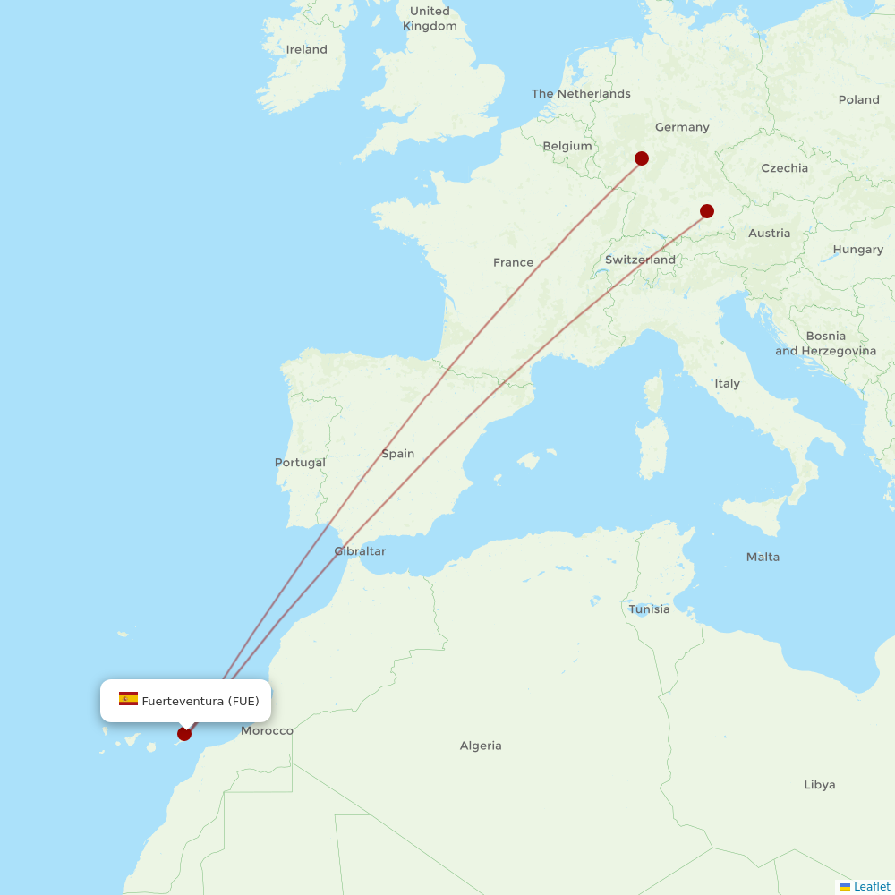 Discover Airlines at FUE route map