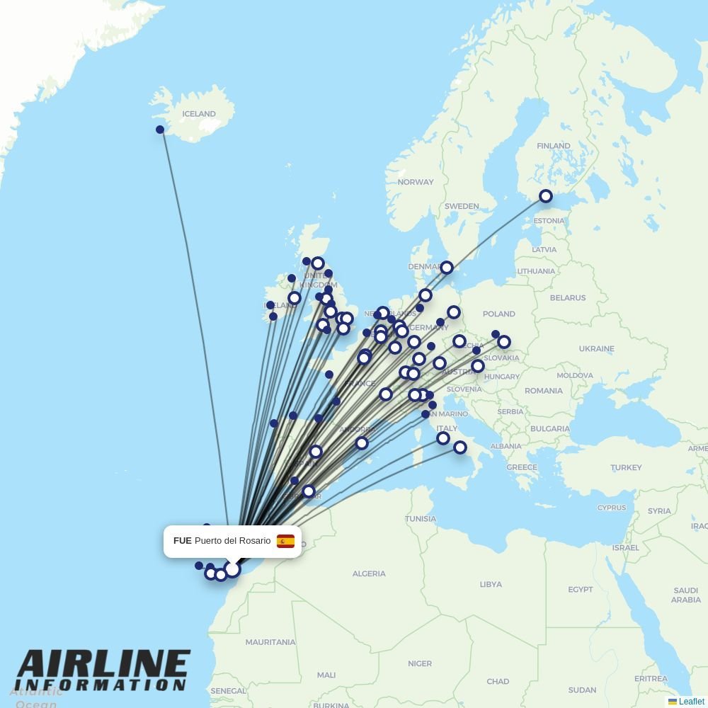 Jet2 routes from FUE