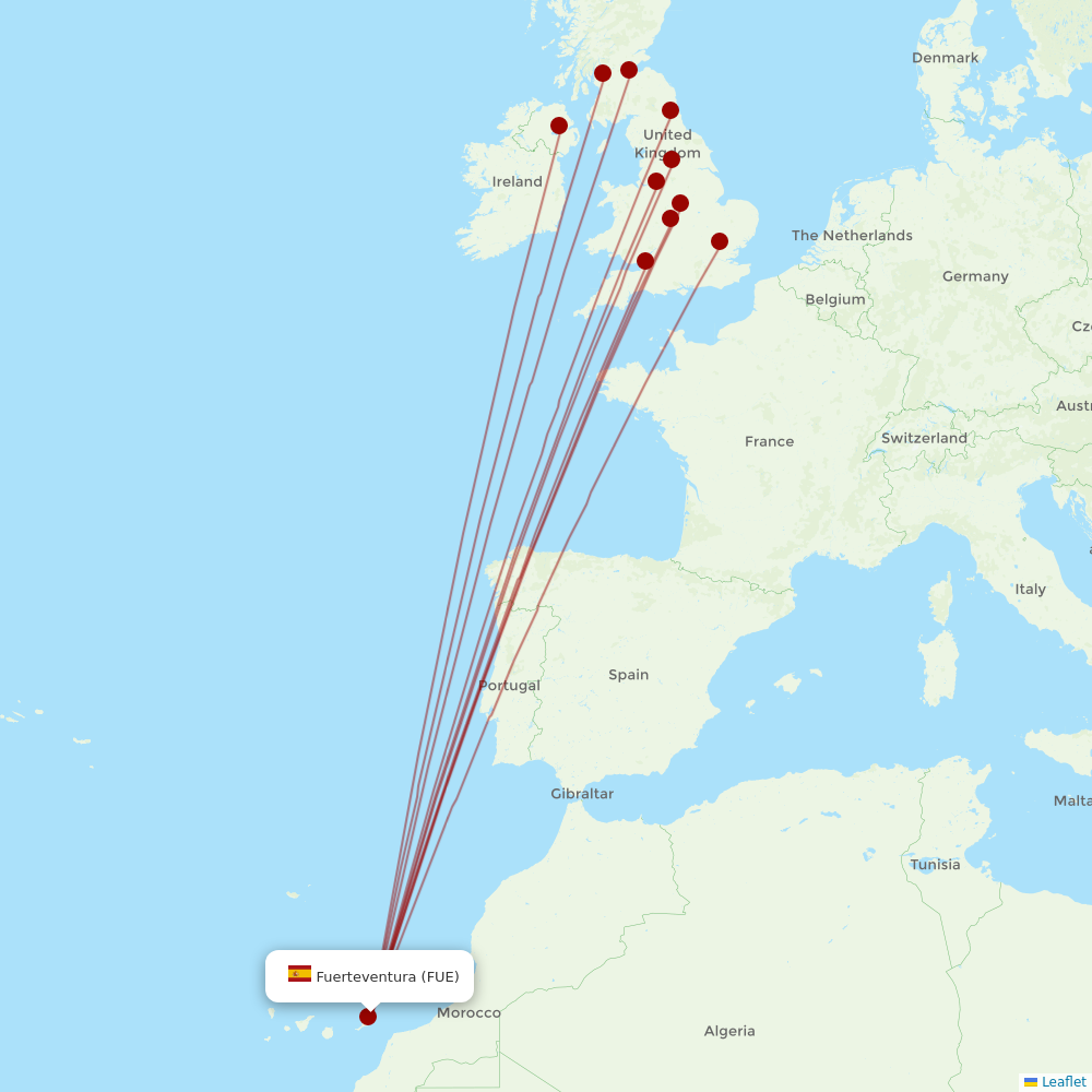 Jet2 at FUE route map