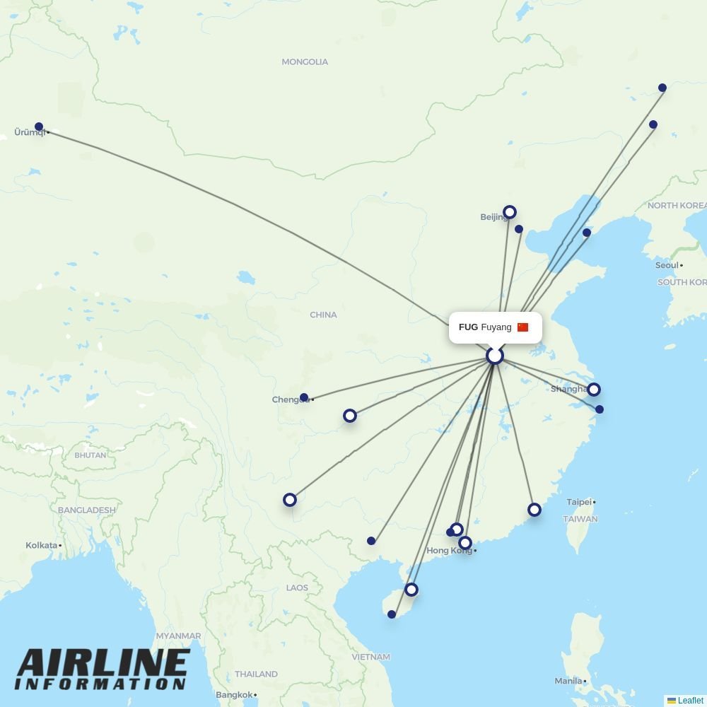 GX Airlines routes from FUG