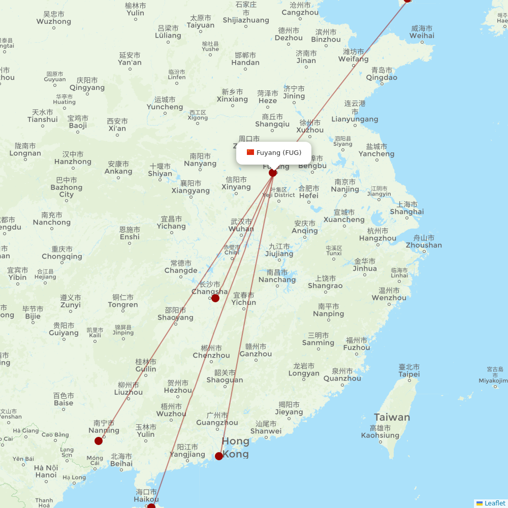 Guangxi Beibu Gulf Airlines at FUG route map