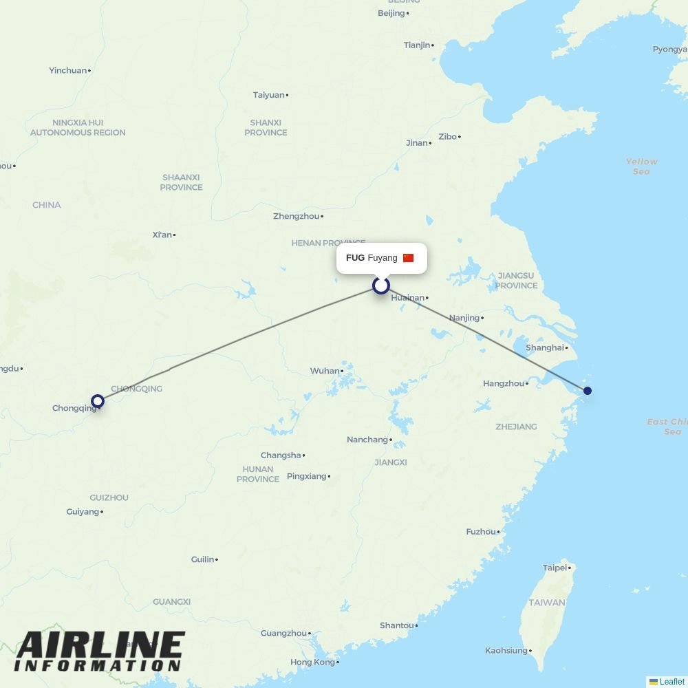 West Air (China) routes from FUG
