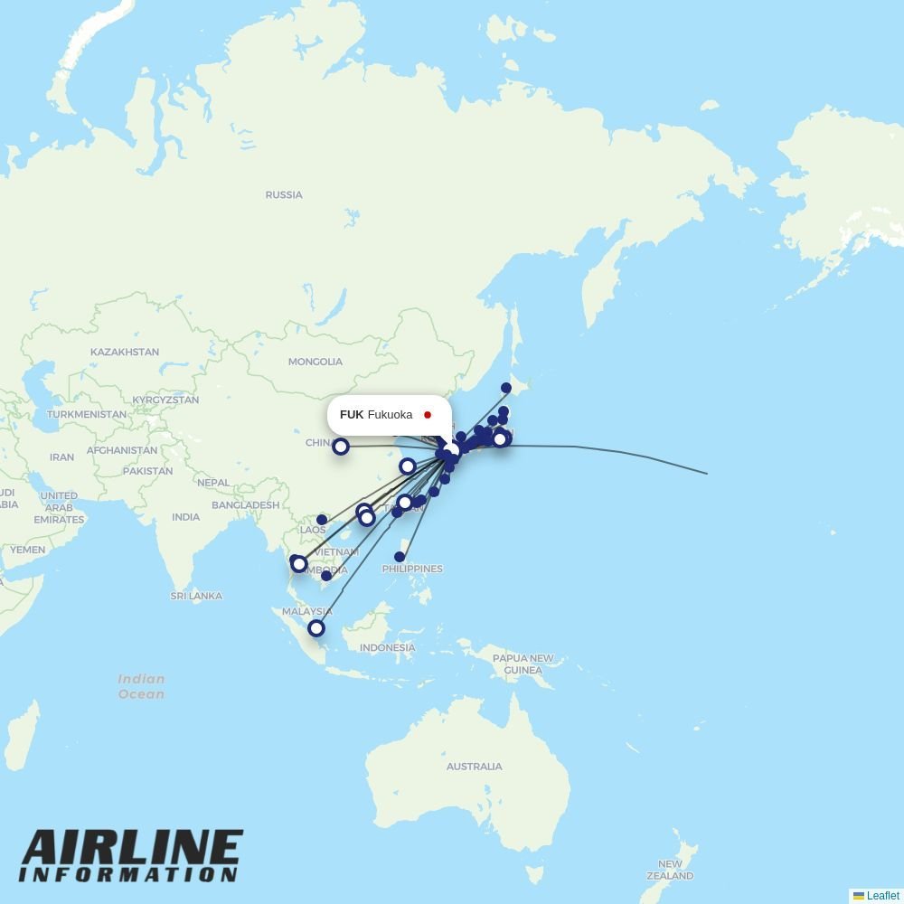 Skymark Airlines routes from FUK
