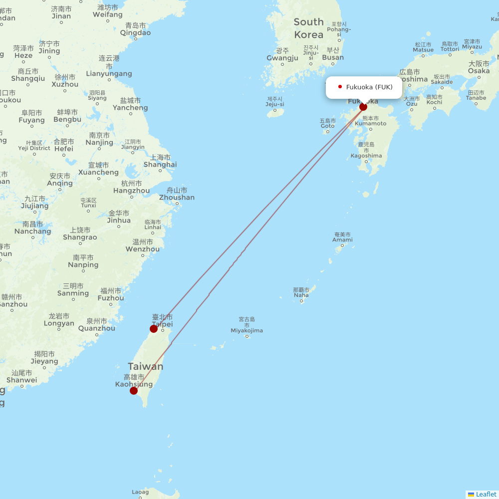 EVA Air at FUK route map