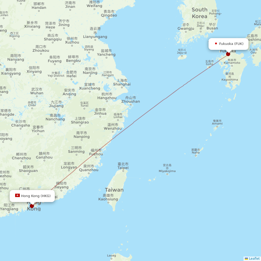 Hong Kong Airlines at FUK route map