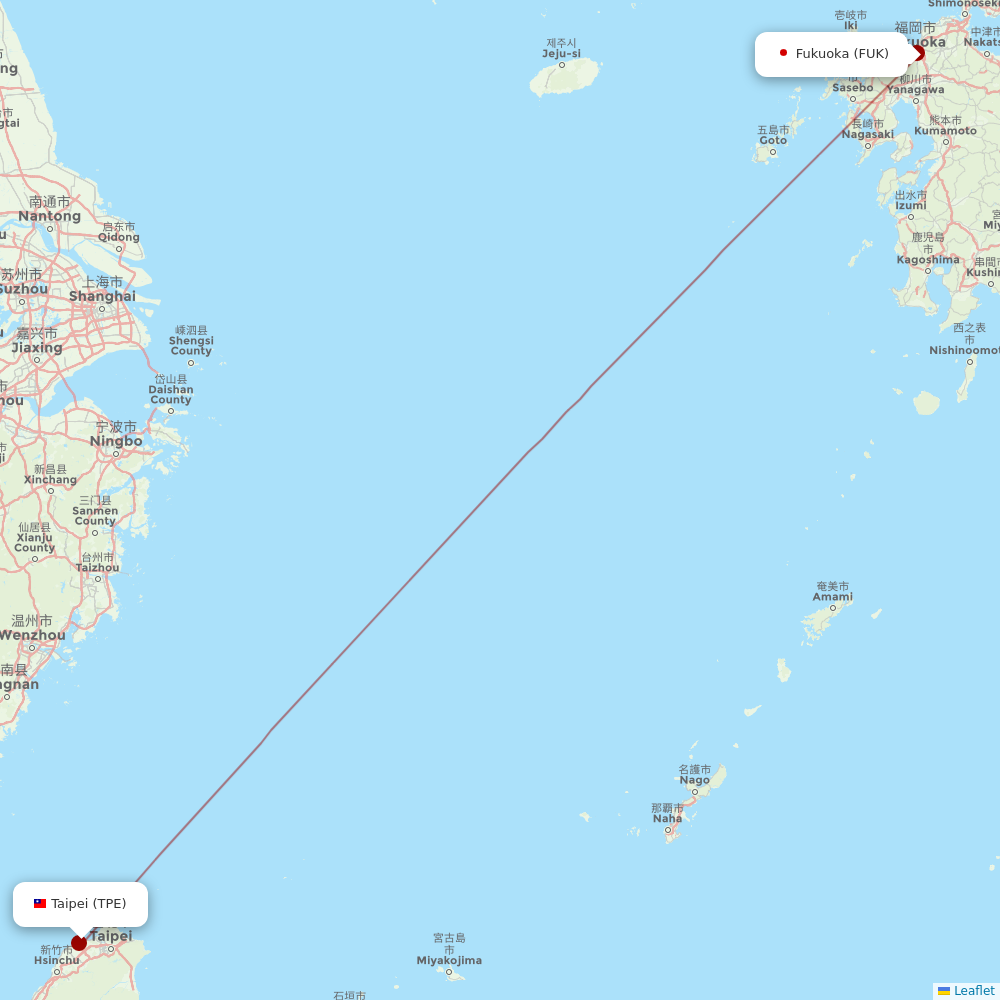 Starlux Airlines at FUK route map