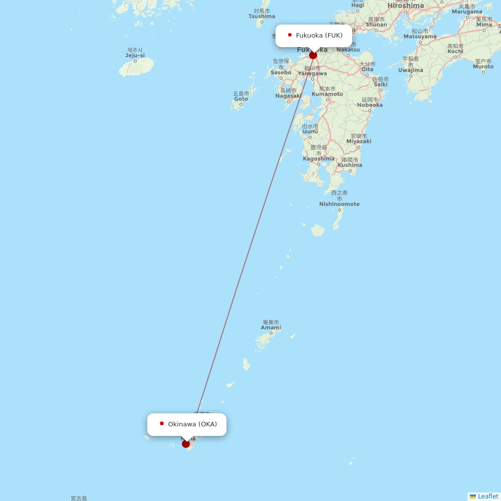 Japan Transocean Air at FUK route map