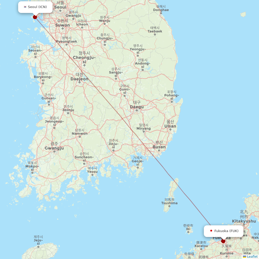 Asiana Airlines at FUK route map