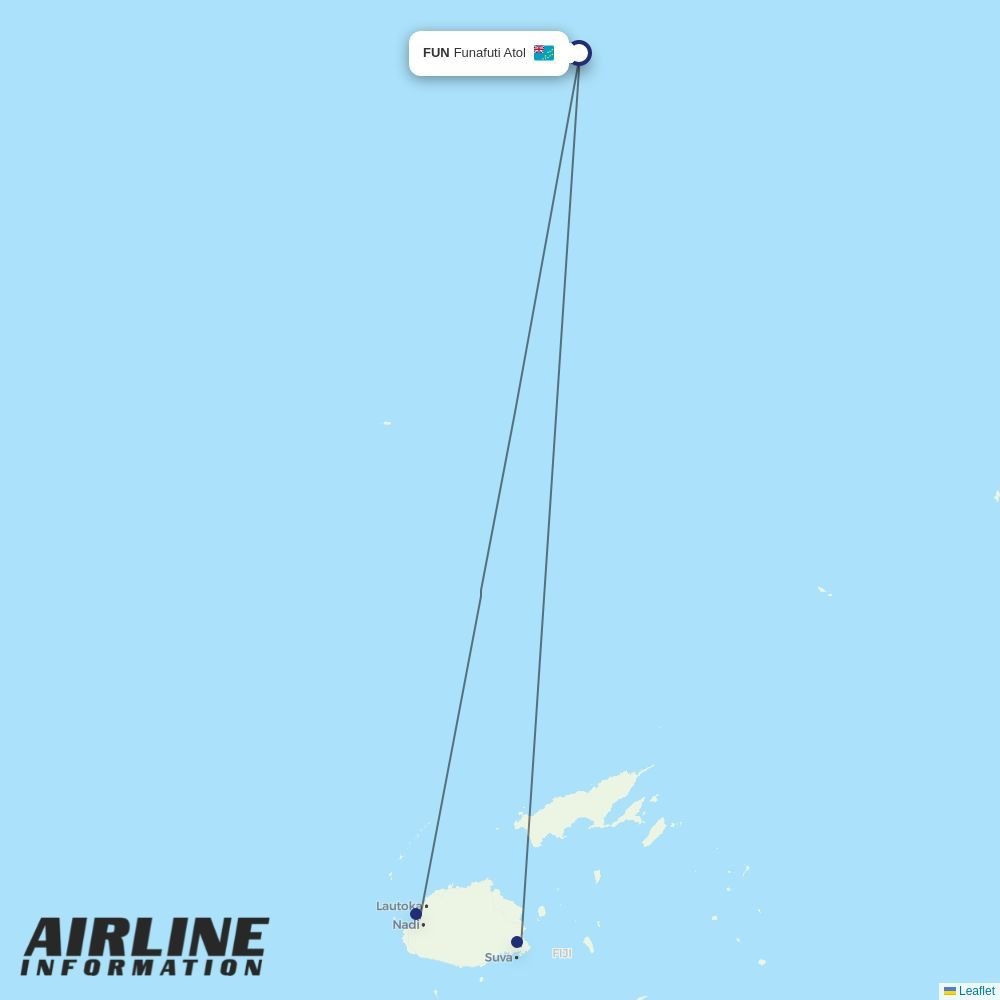 Fiji Airways routes from FUN