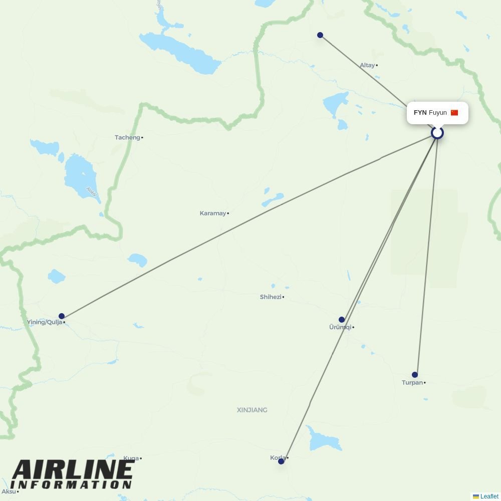 Chengdu Airlines routes from FYN