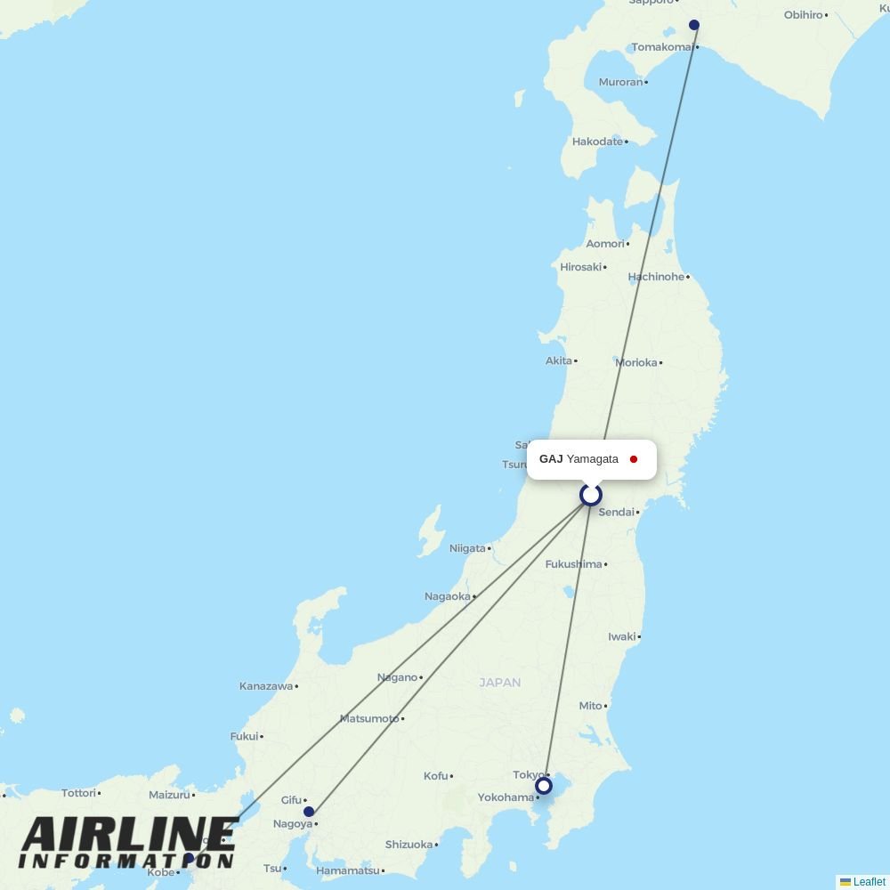 JAL routes from GAJ