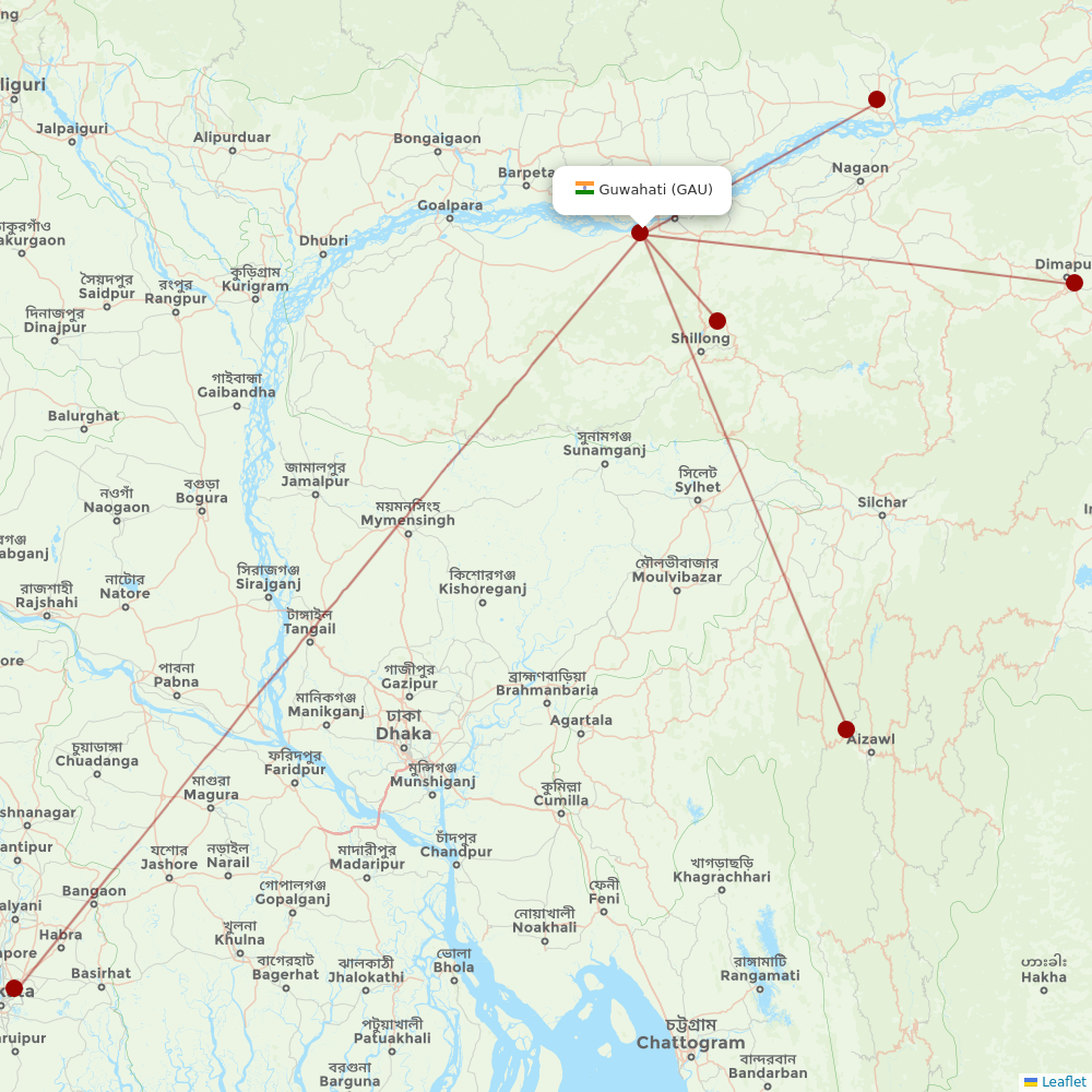 Air India at GAU route map