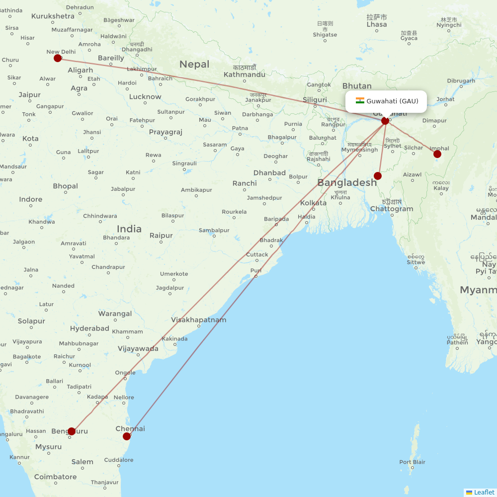 AirAsia India at GAU route map