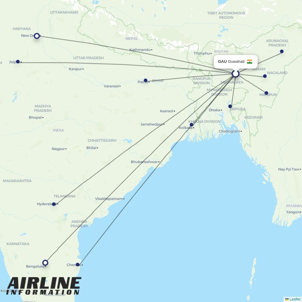 Air India Express routes from GAU