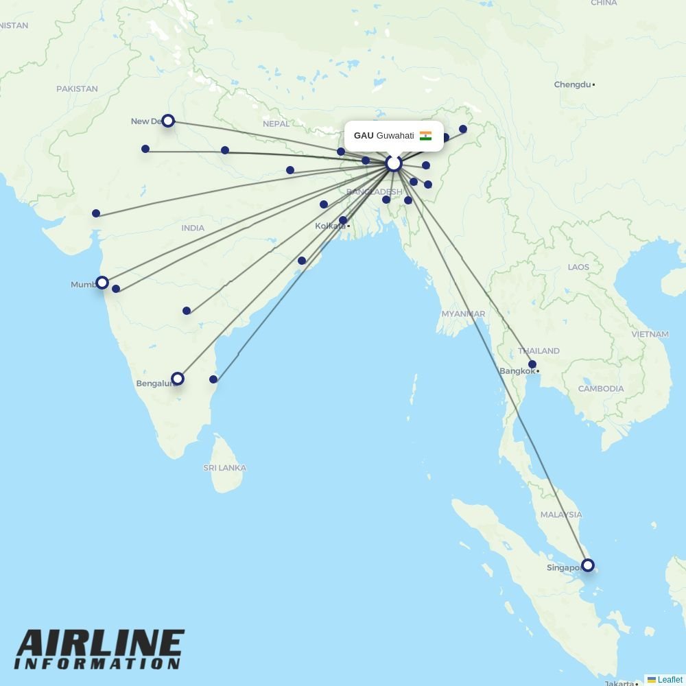 Drukair routes from GAU