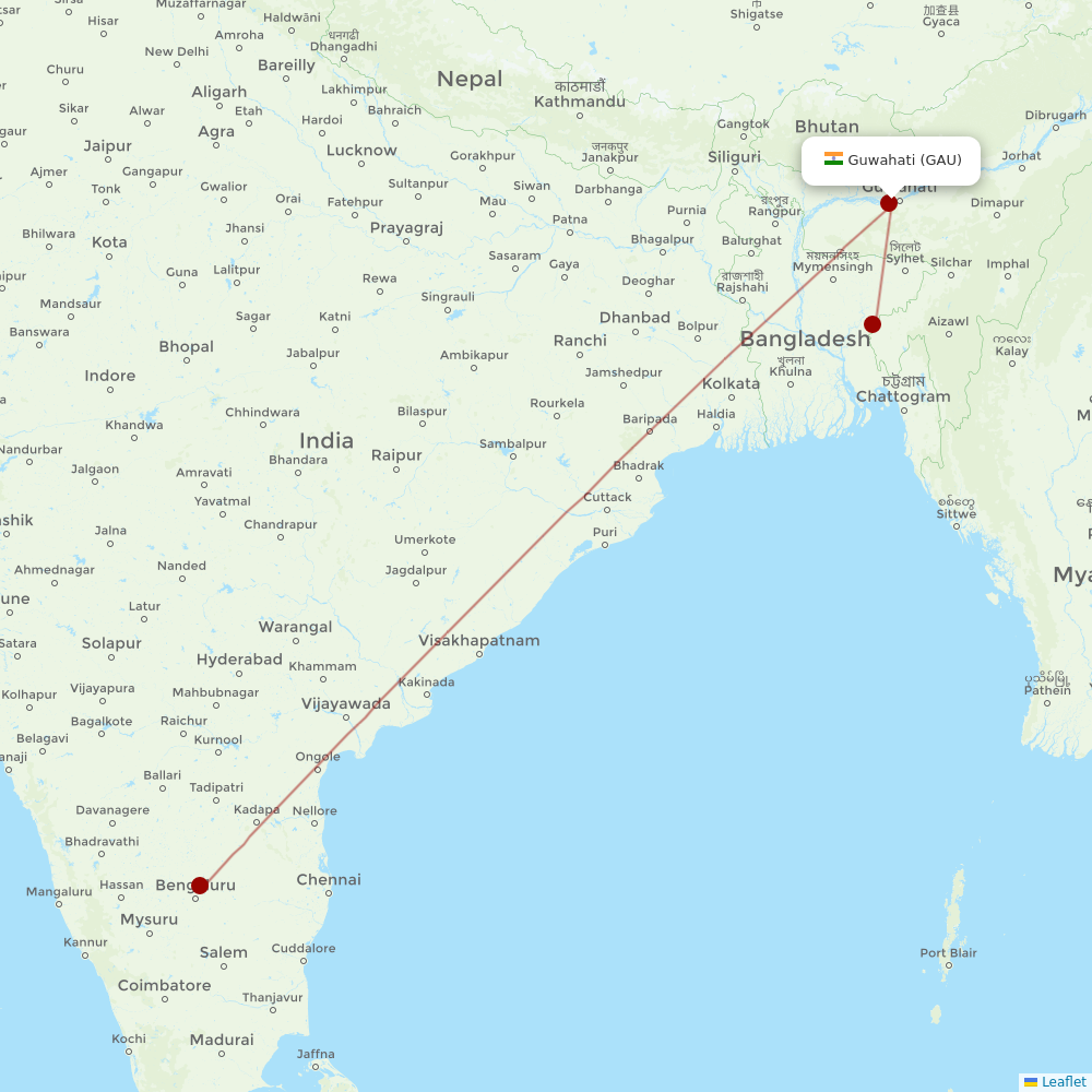 Starlight Airline at GAU route map