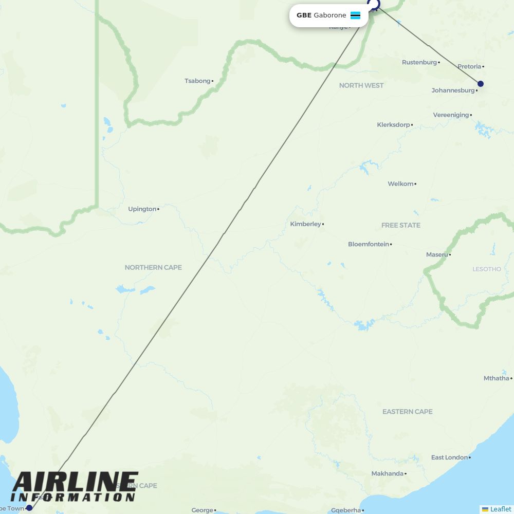 Airlink routes from GBE