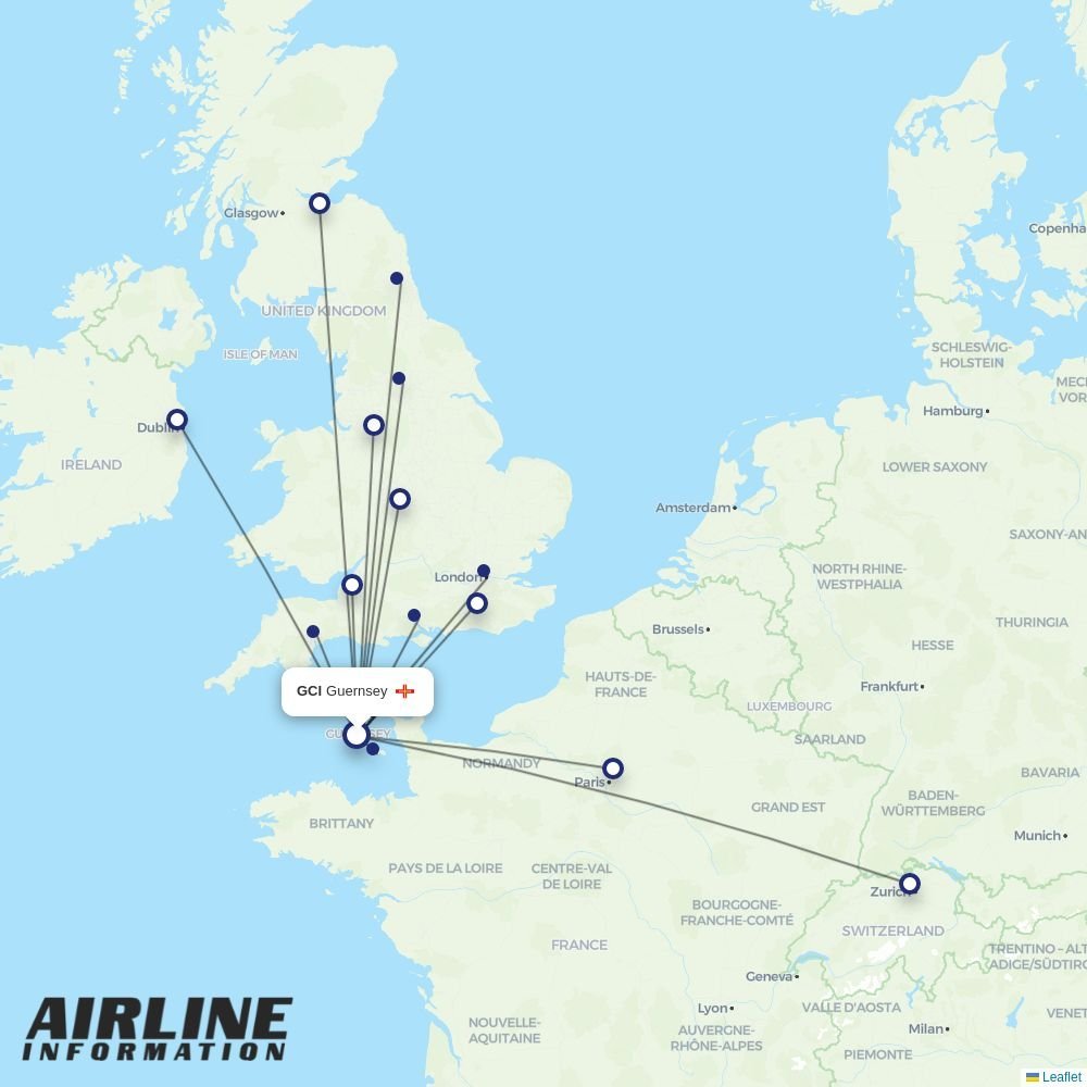 Aurigny routes from GCI