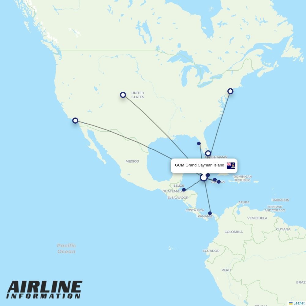 Cayman Airways routes from GCM