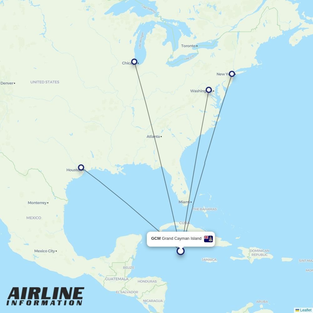 United routes from GCM