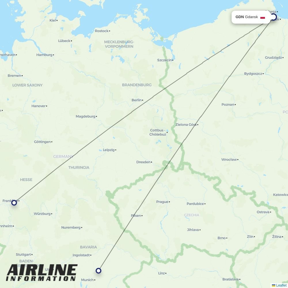 Lufthansa routes from GDN