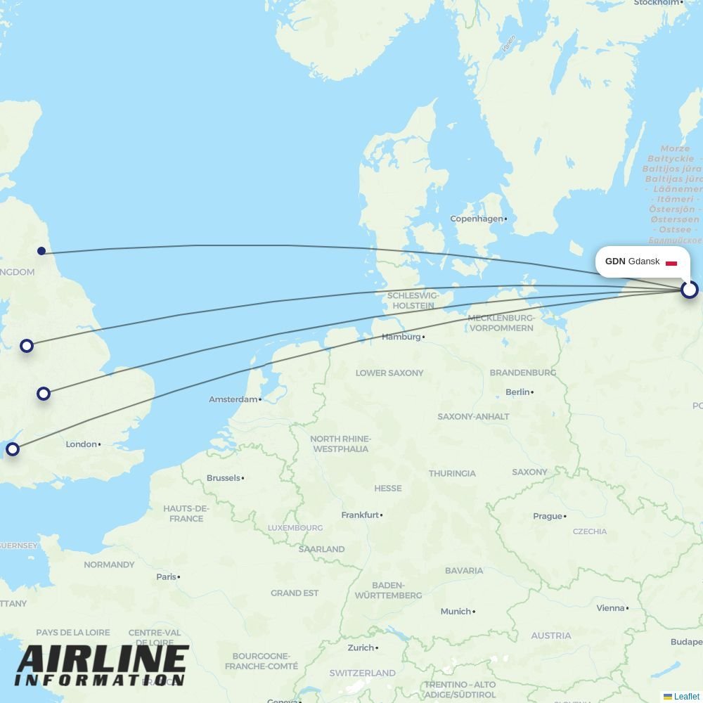 Jet2 routes from GDN