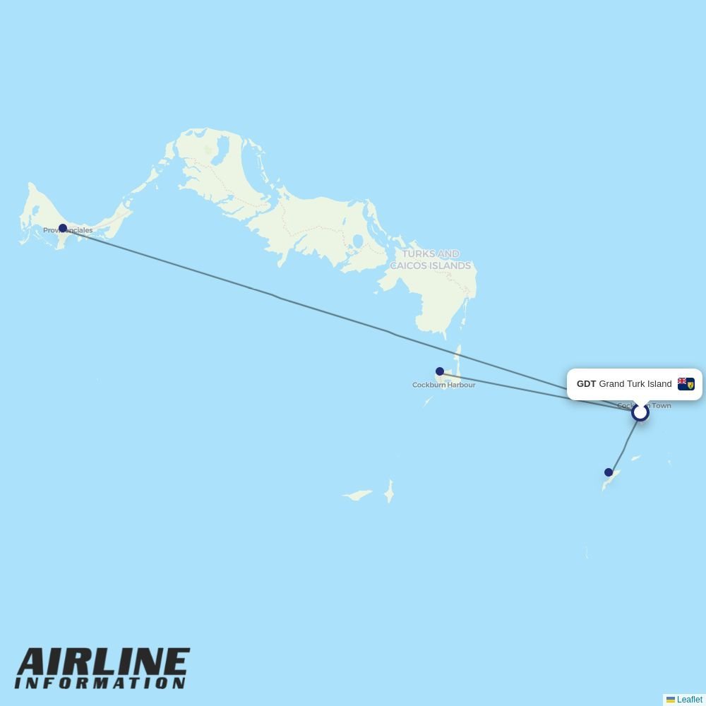 Caicos Express Airways routes from GDT