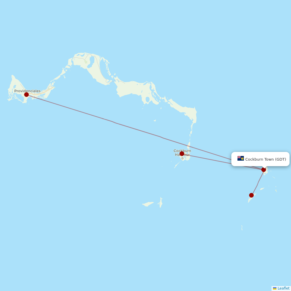 Caicos Express Airways at GDT route map
