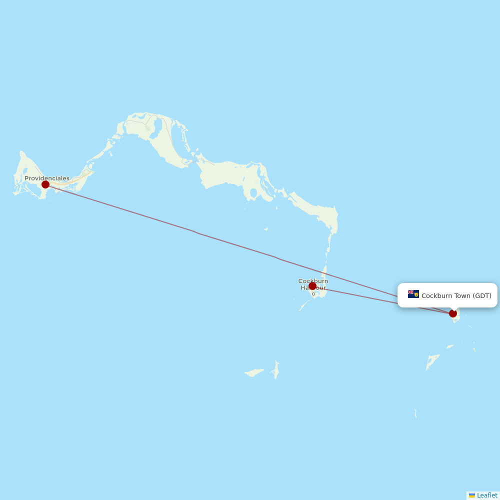 interCaribbean Airways at GDT route map
