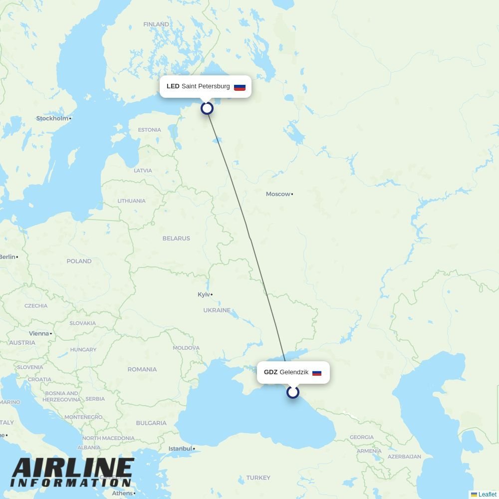 Ural Airlines routes from GDZ