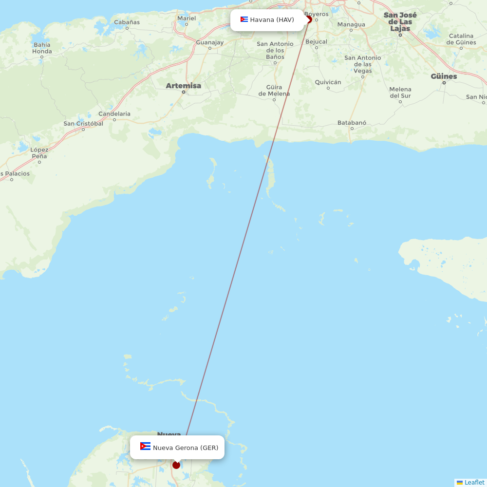 Cubana de Aviacion at GER route map