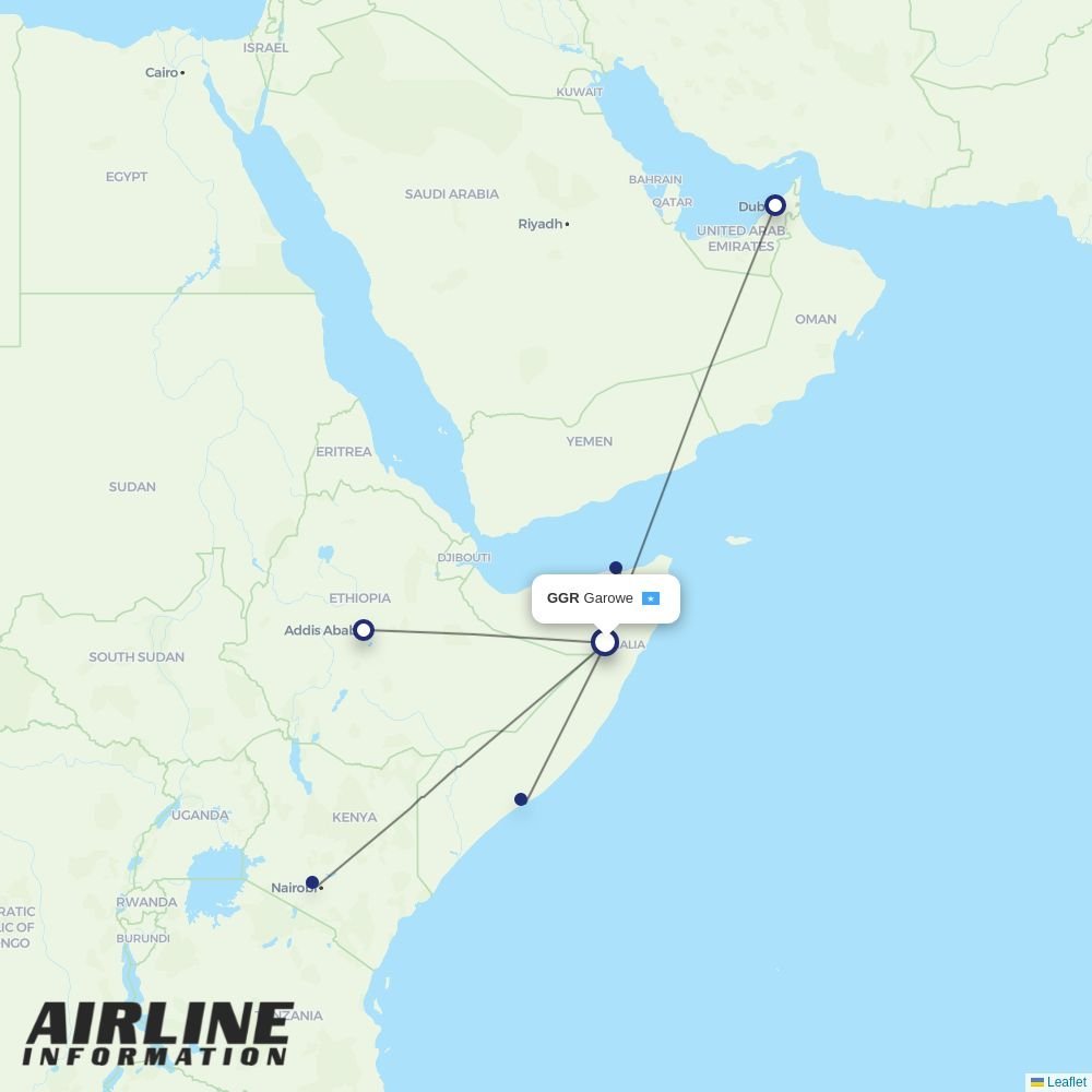 Ethiopian routes from GGR
