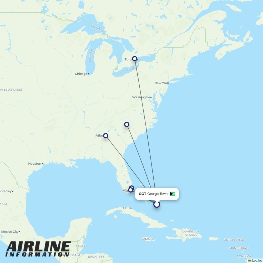 American Airlines routes from GGT