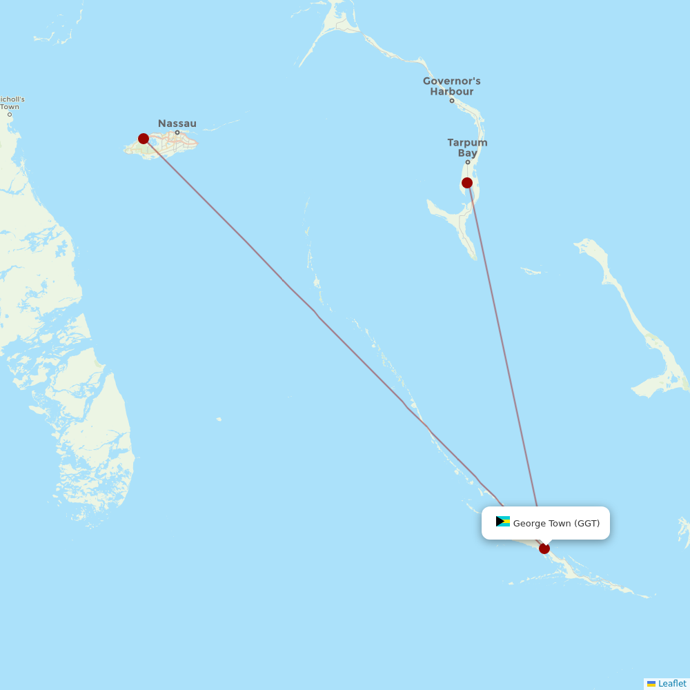 Bahamasair at GGT route map