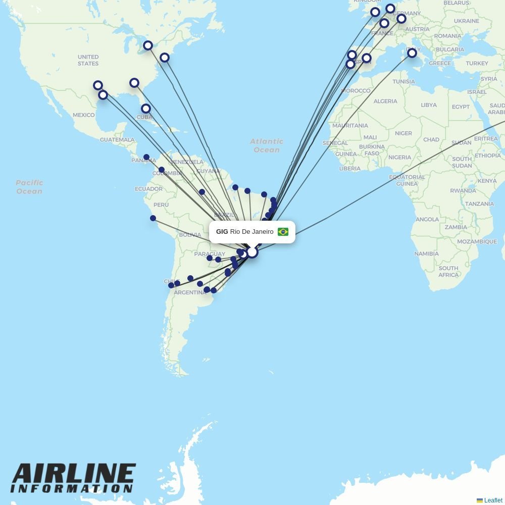 Azul routes from GIG
