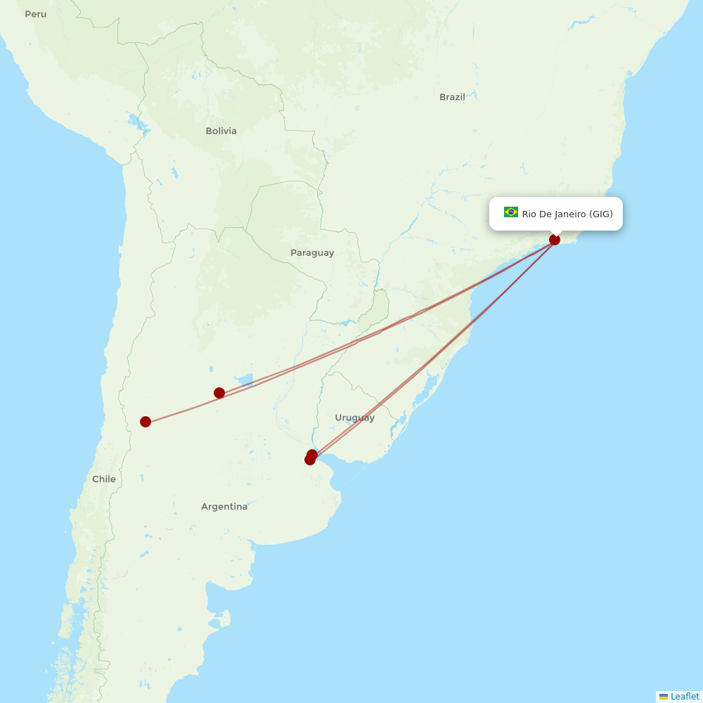 Aerolineas Argentinas at GIG route map